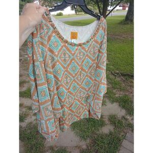 203 Ruby Rd 2X Women's Top Sheer Poncho Style Metal Beaded Neckline